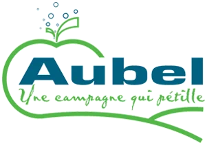 Logo de la commune d'Aubel, avec le slogan "Une campagne qui pétille".