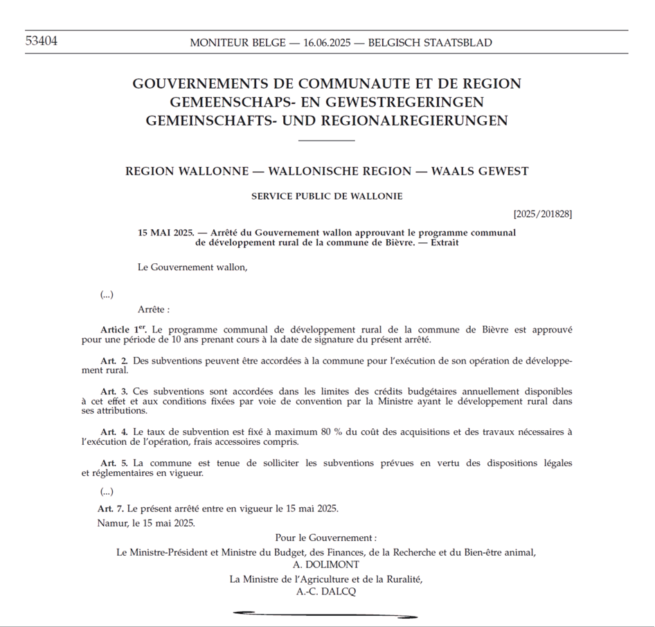 Première page de l'accord du gouvernement approuvant le PCDR