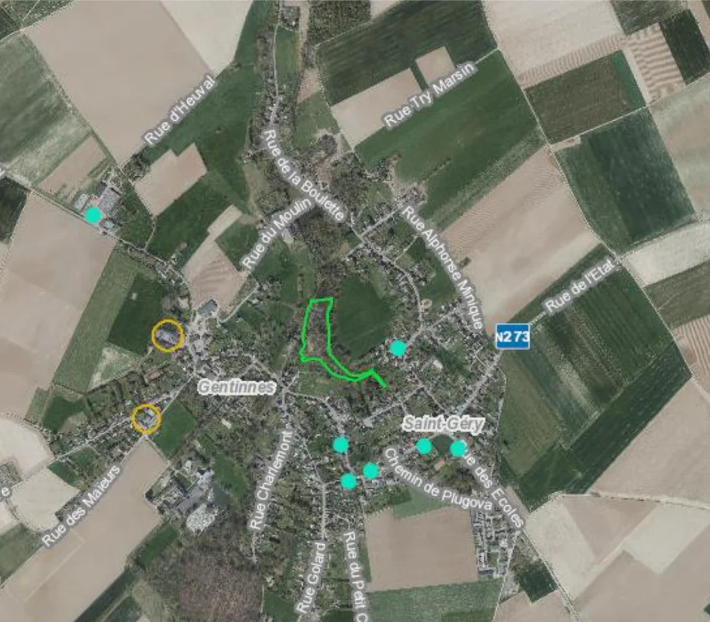 Carte vue du ciel du Bois de Saint Gery à Chastre