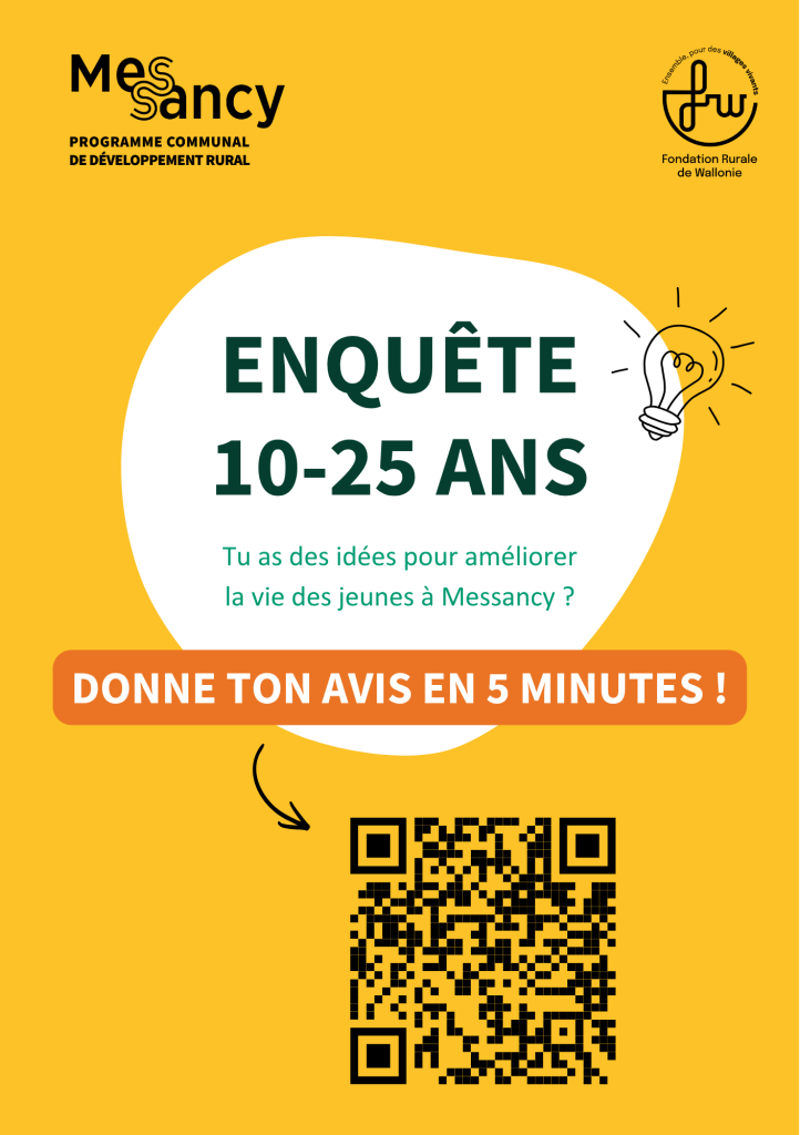 image présentant une enquête pour les jeunes de 10 à 25 ans avec un QR code.