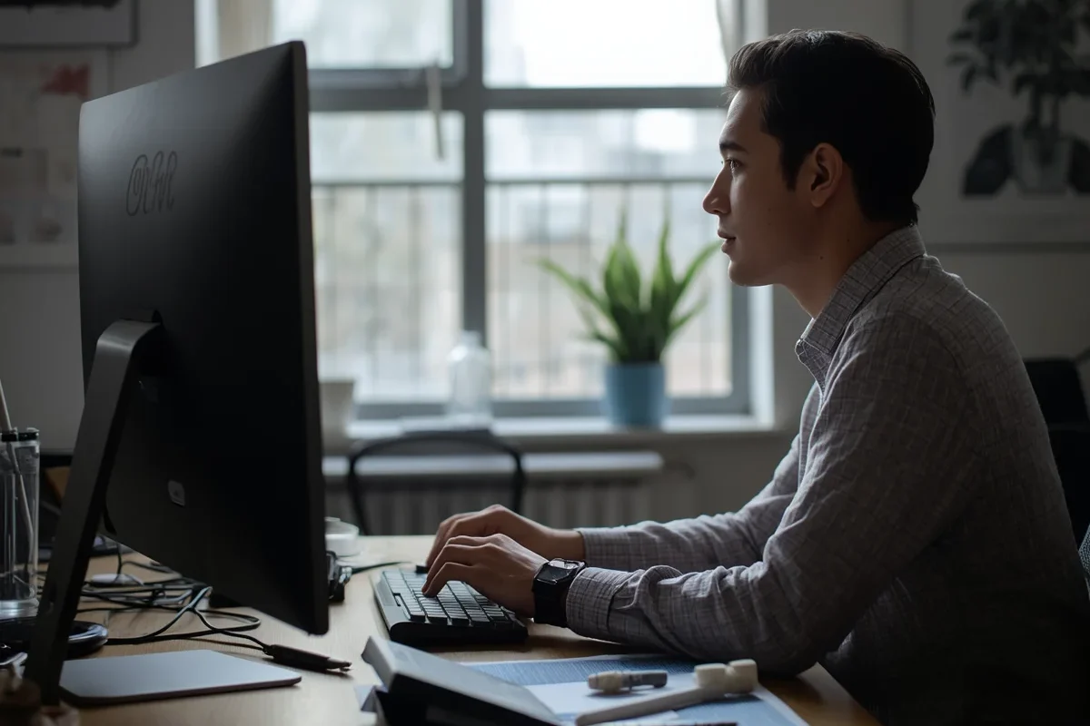 une personne travaillant sur son ordinateur